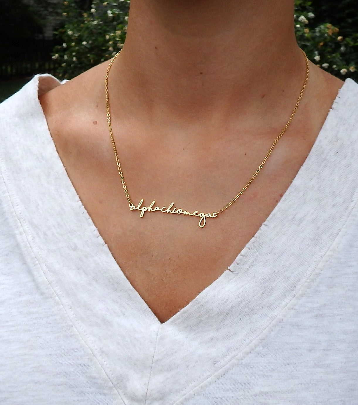 Alpha Chi Omega Script Necklace