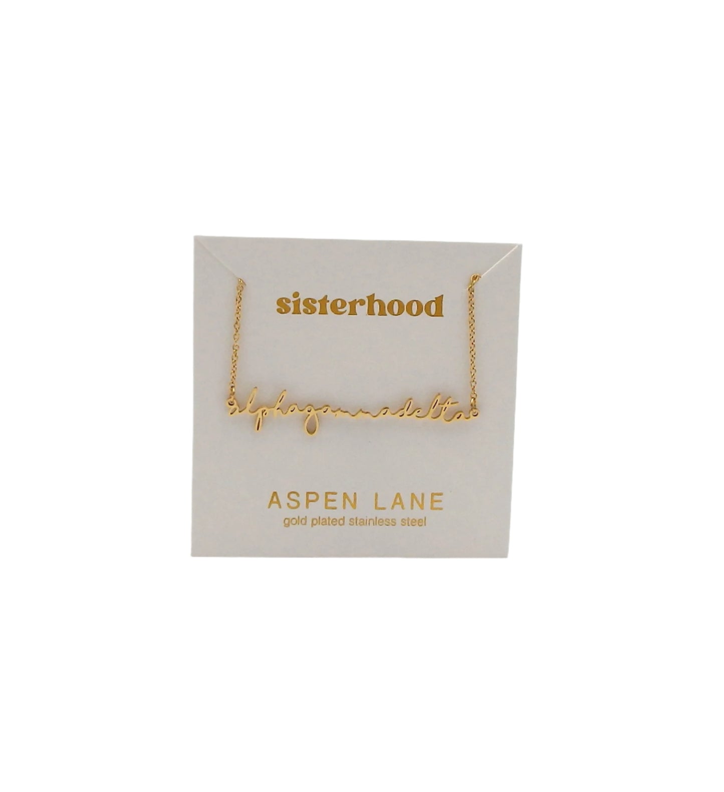 Alpha Gamma Delta Script Necklace