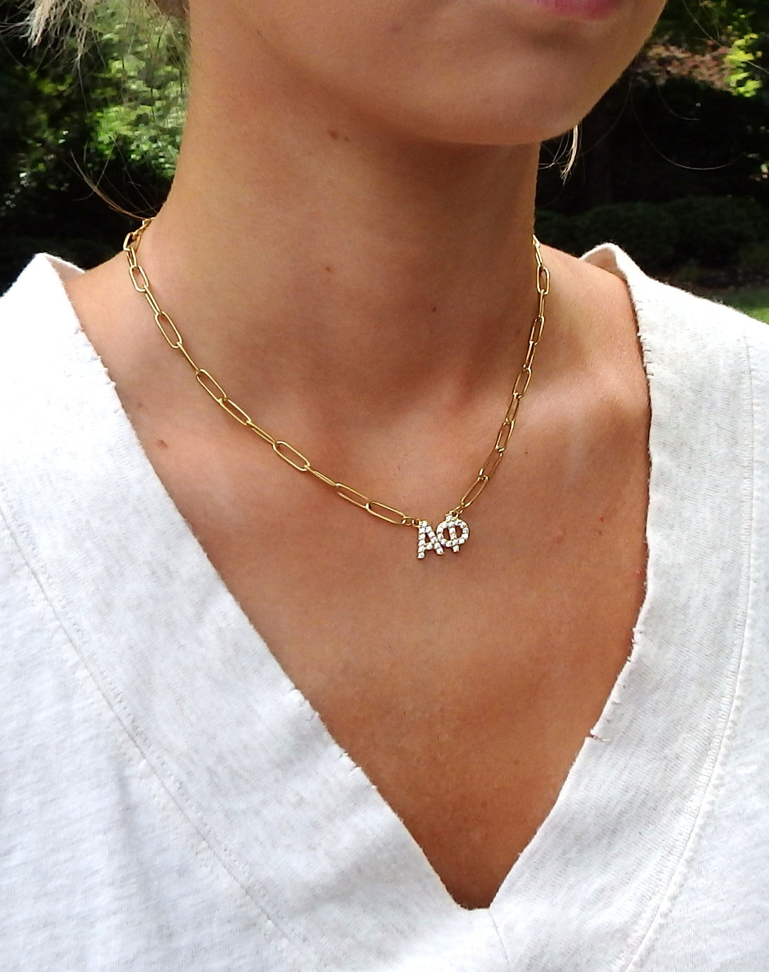 Alpha Phi Rhinestone Letters Necklace