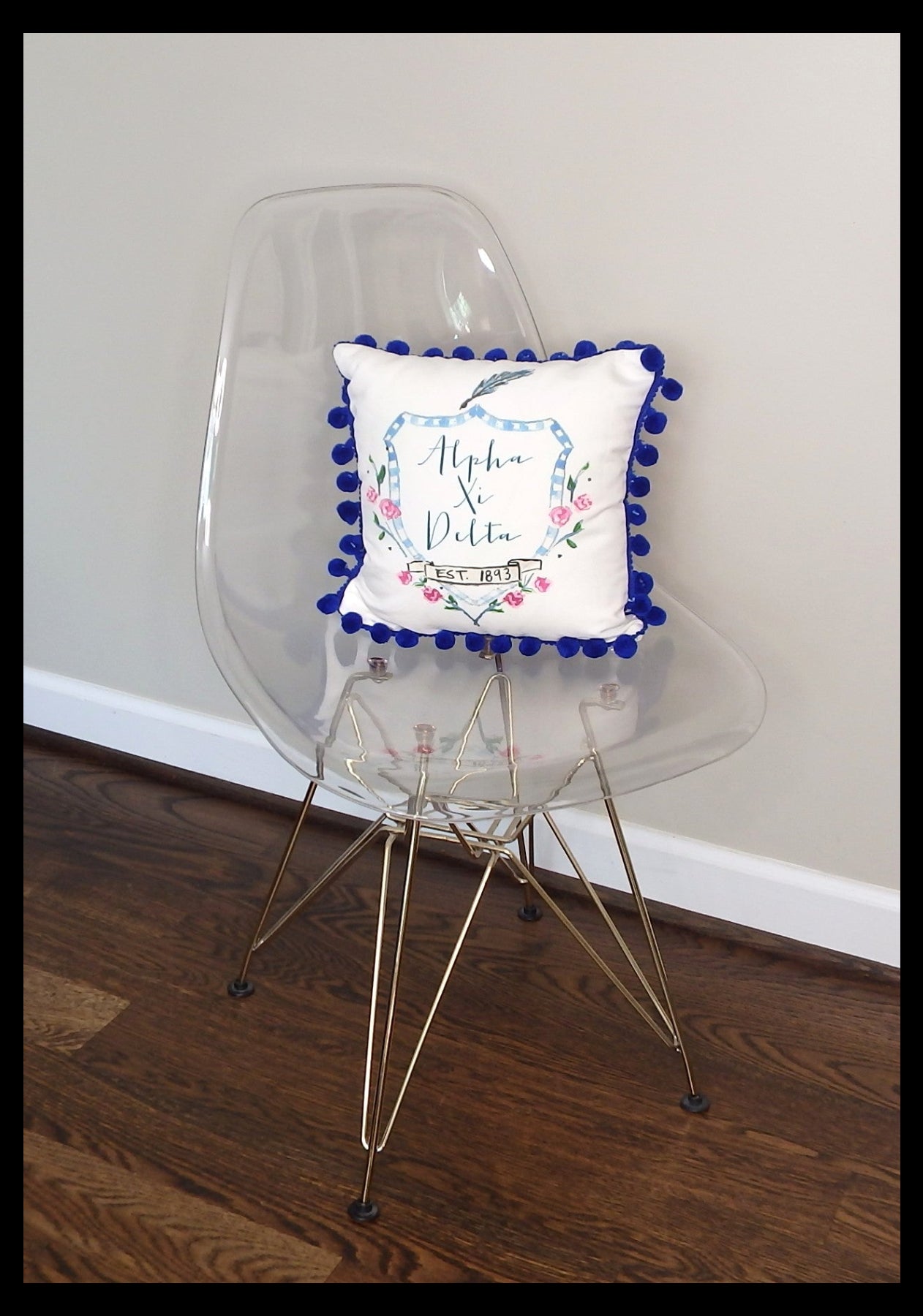 Alpha Xi Delta Pom Pom Pillow