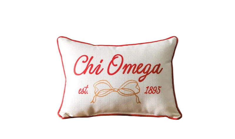 Chi Omega Bow Script Pillow
