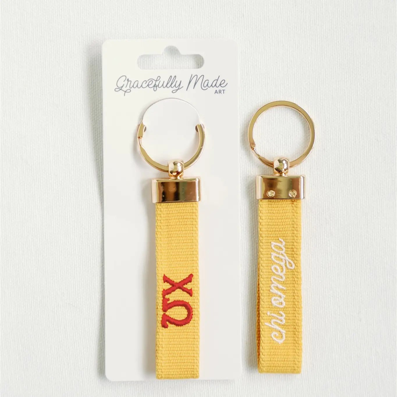 Chi Omega Embroidered Keychain