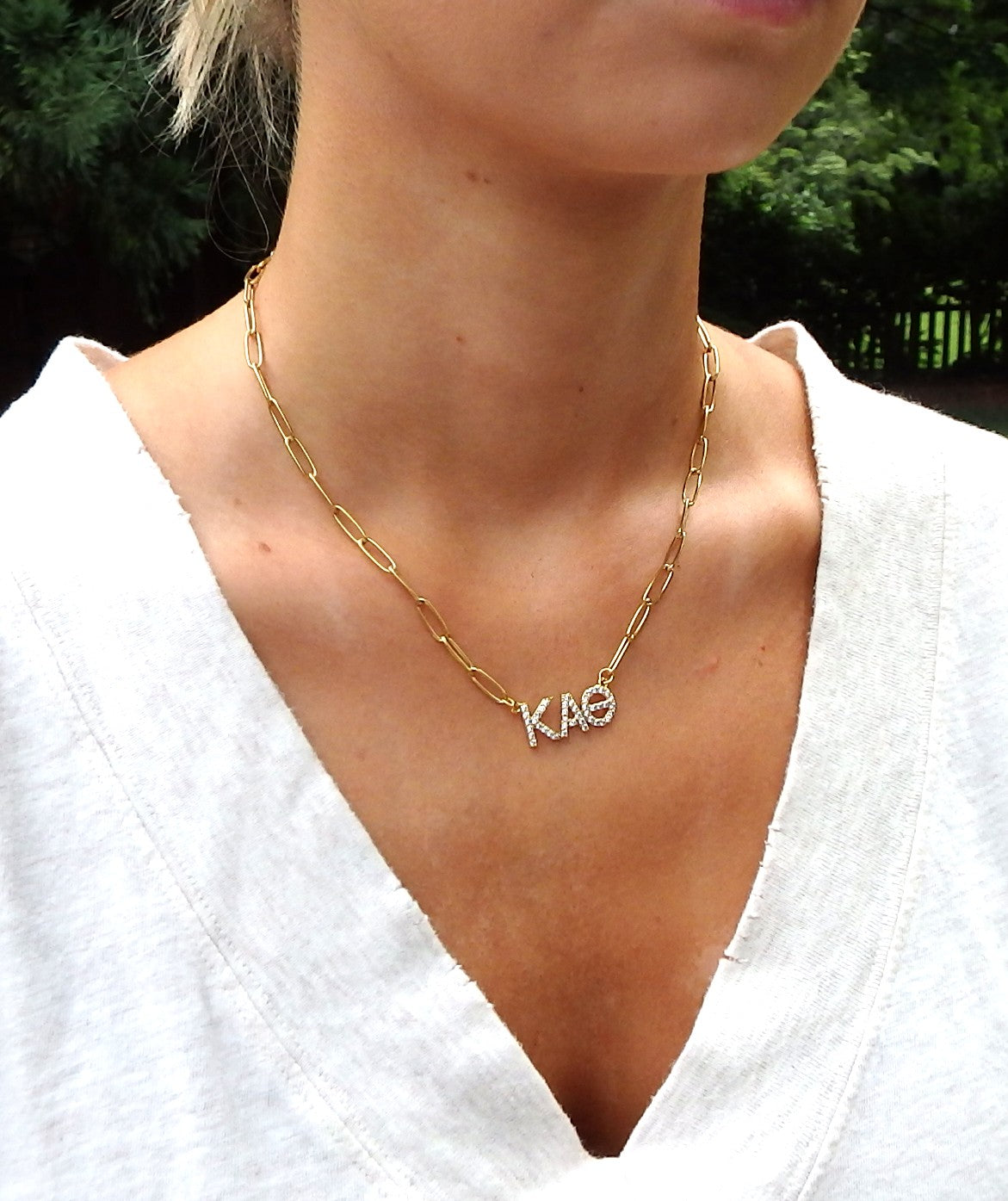Kappa Alpha Theta Rhinestone Letters Necklace
