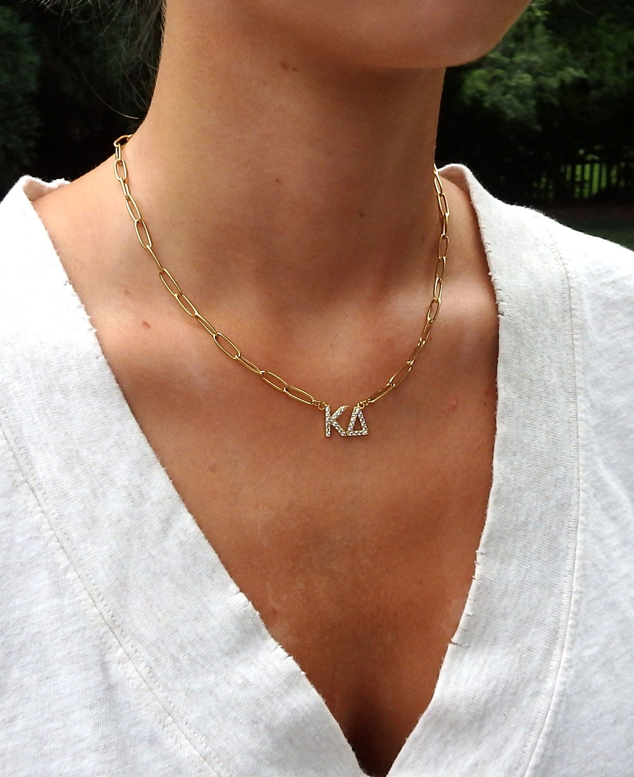 Kappa Delta Rhinestone Letters Necklace