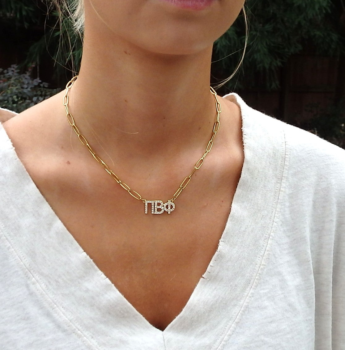 Pi Beta Phi Rhinestone Letters Necklace