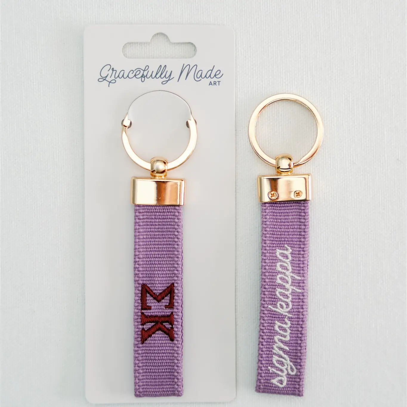Sigma Kappa Embroidered Keychain