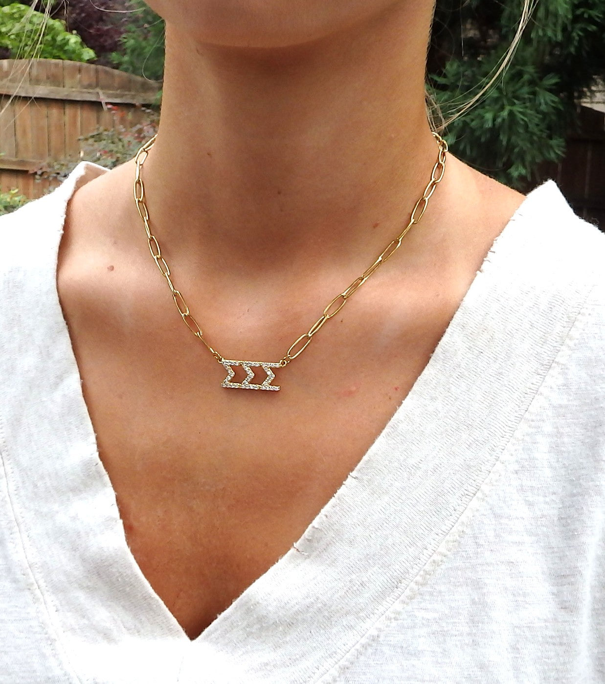 Sigma Sigma Sigma Rhinestone Letters Necklace