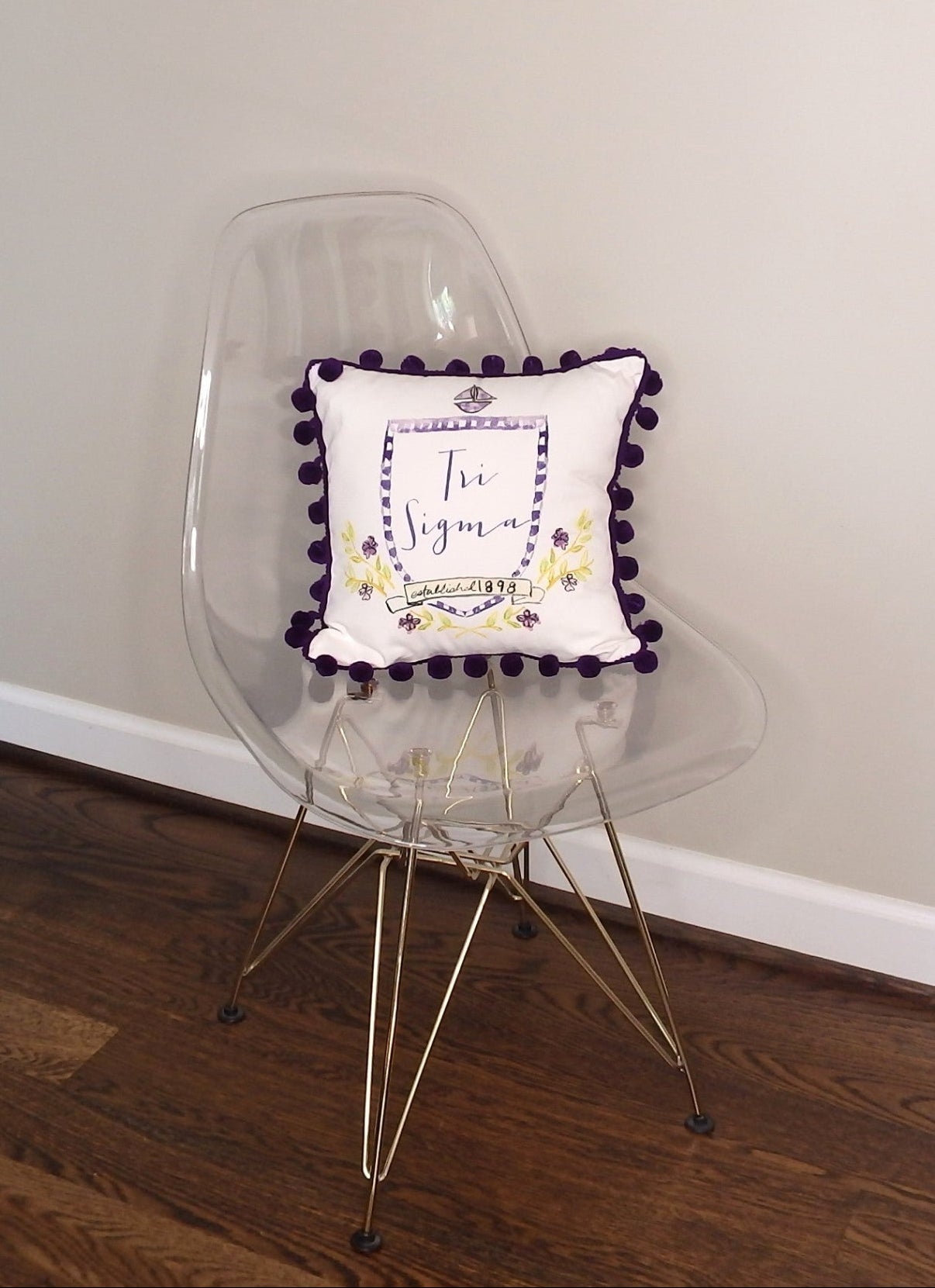 Sigma Sigma Sigma Pom Pom Pillow