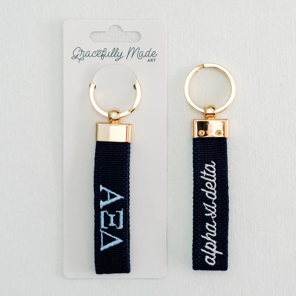 Alpha Xi Delta Embroidered Keychain
