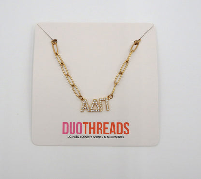 Alpha Delta Pi Rhinestone Letters Necklace