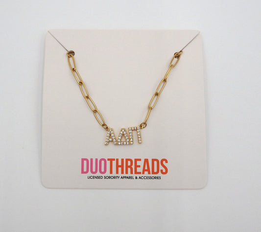 Alpha Delta Pi Rhinestone Letters Necklace