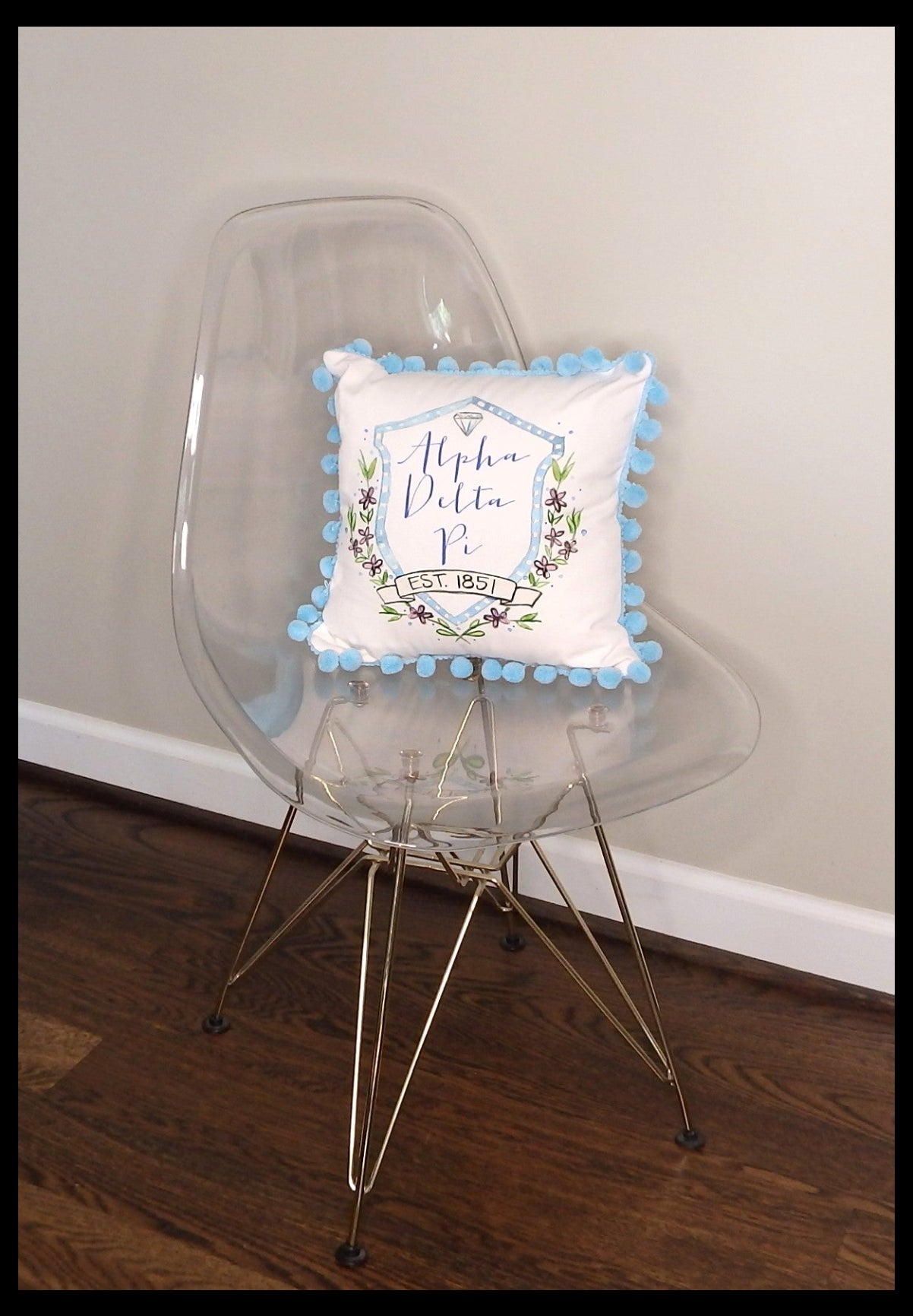 Alpha Delta Pi Pom Pom Pillow