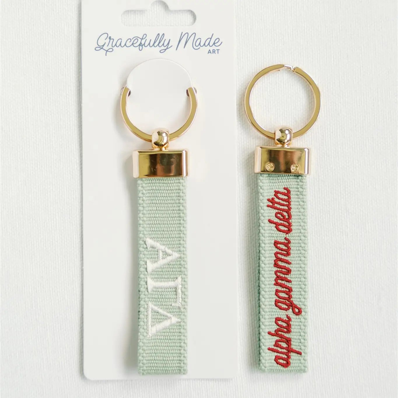 Alpha Gamma Delta Embroidered Keychain