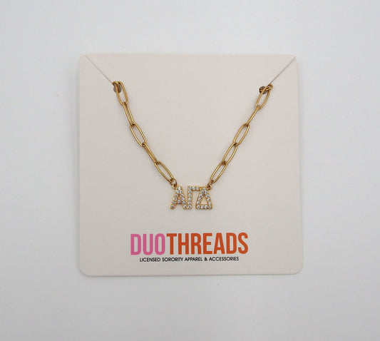 Alpha Gamma Delta Rhinestone Letters Necklace
