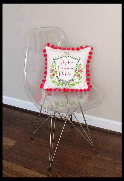Alpha Gamma Delta Pom Pom Pillow