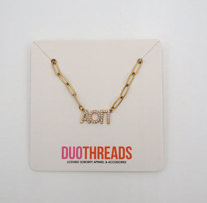 Alpha Omicron Pi Rhinestone Letters Necklace