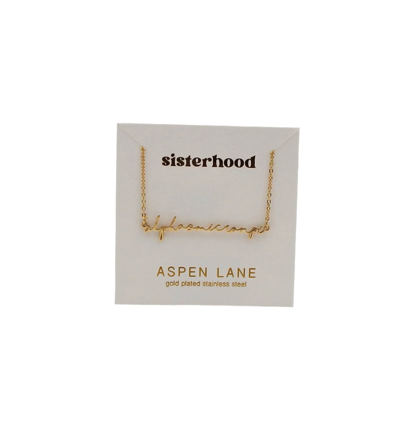 Alpha Omicron Pi Script Necklace