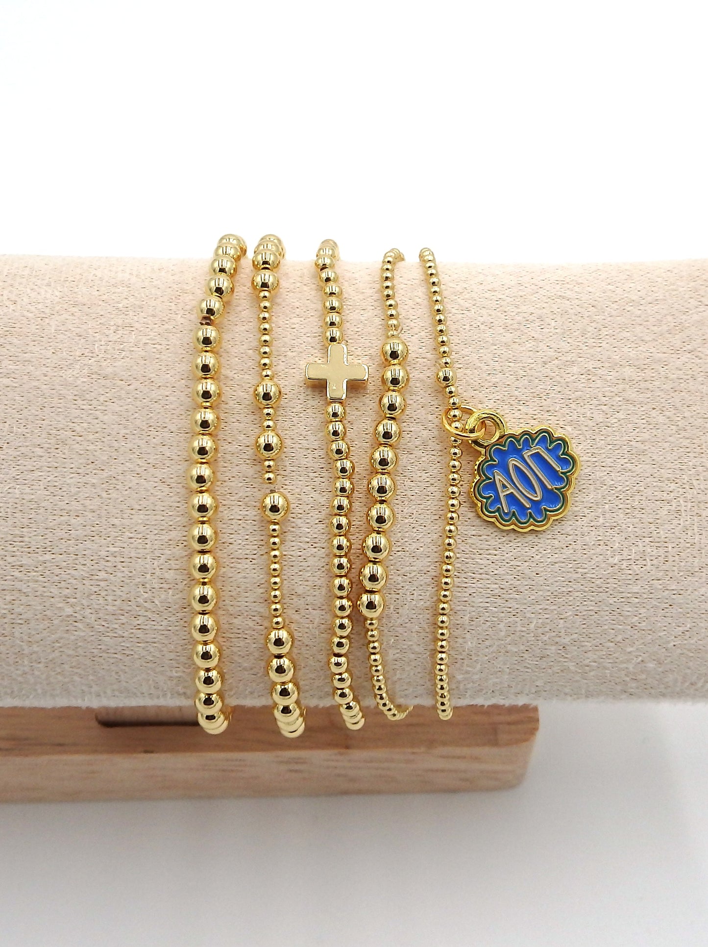 Alpha Omicron Pi Charm Stacked Bracelets