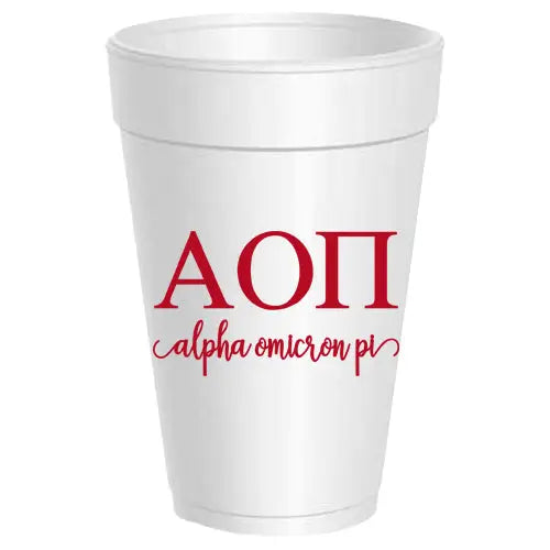 Alpha Omicron Pi 10 count Sorority Foam Cups