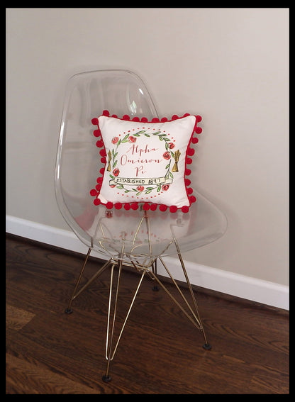 Alpha Omicron Pi Pom Pom Pillow
