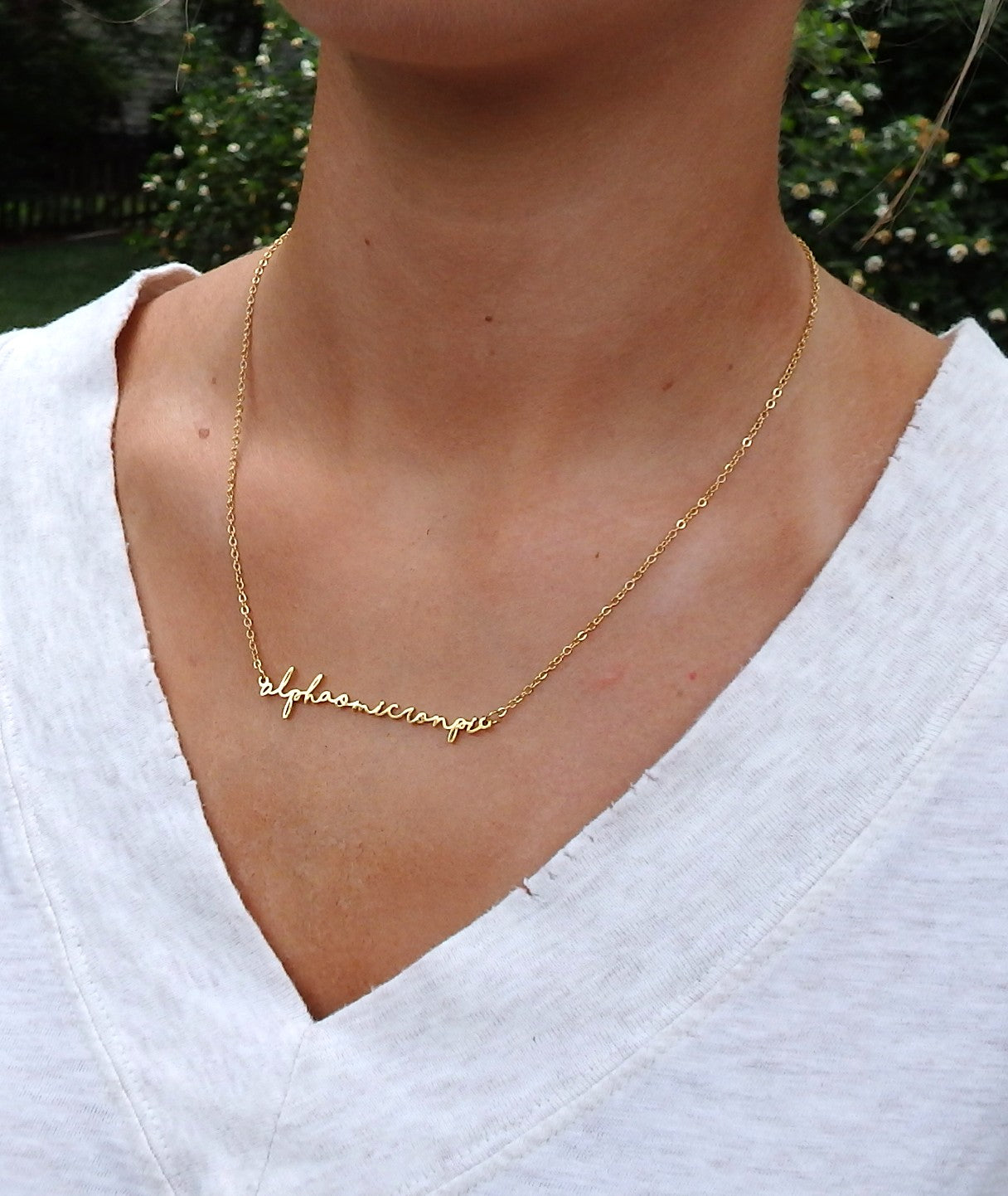 Alpha Omicron Pi Script Necklace