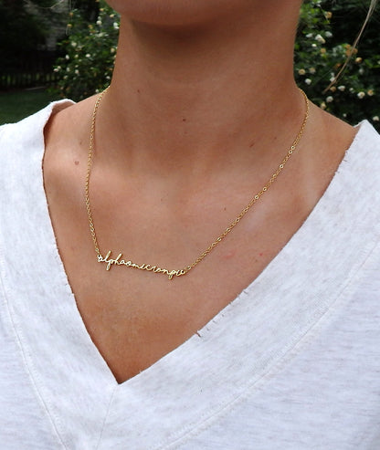 Alpha Omicron Pi Script Necklace