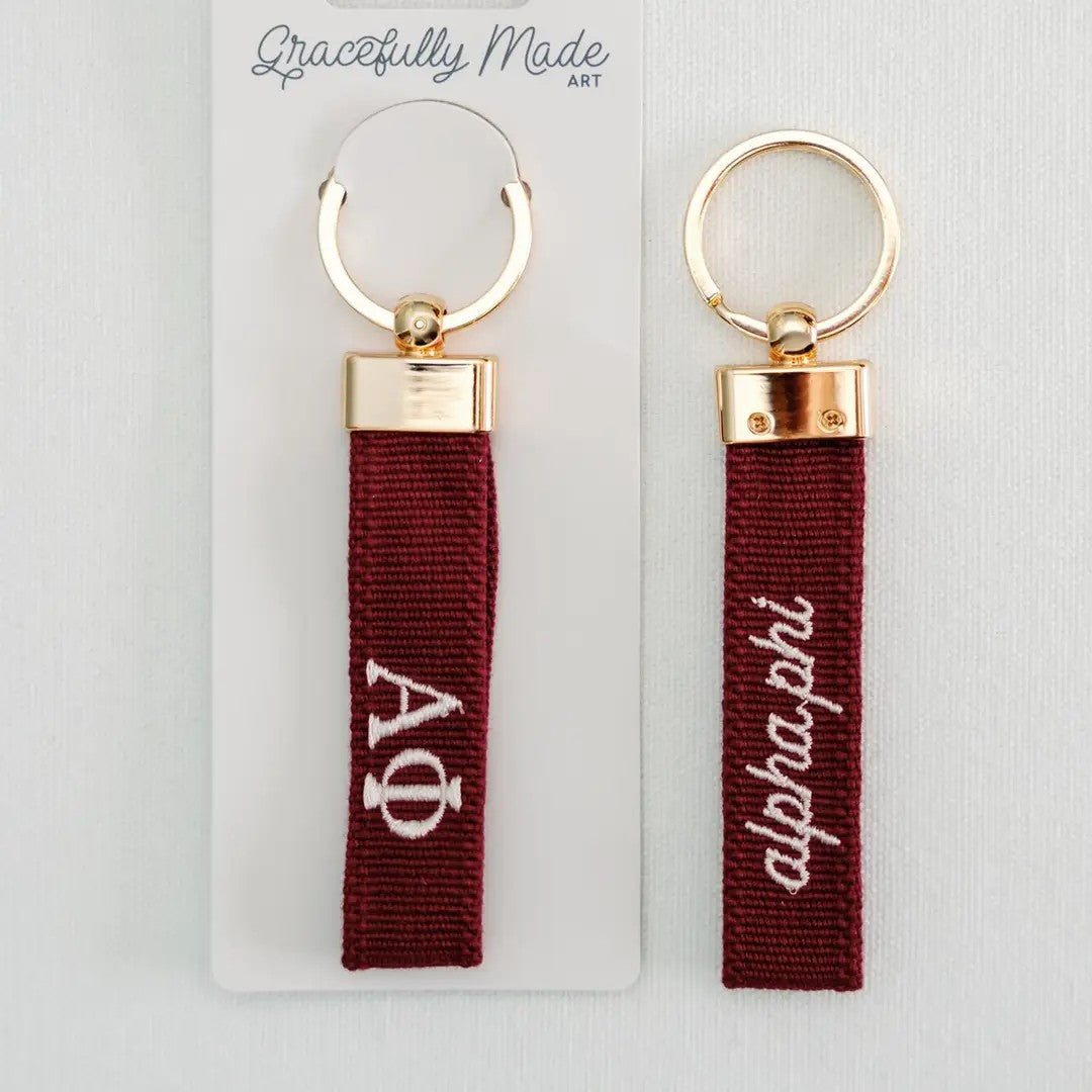 Alpha Phi Embroidered Keychain