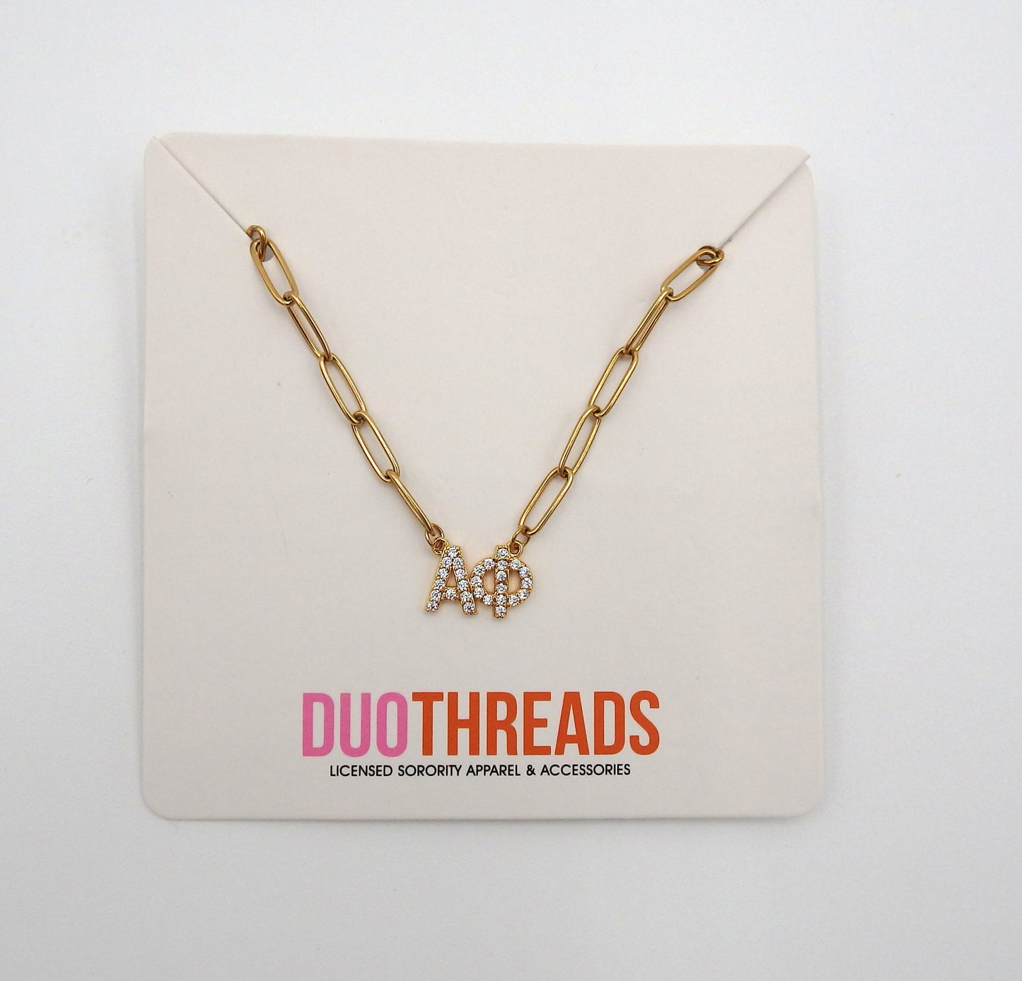 Alpha Phi Rhinestone Letters Necklace