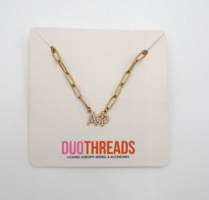 Alpha Phi Rhinestone Letters Necklace