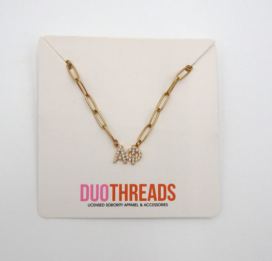 Alpha Phi Rhinestone Letters Necklace