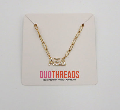 Alpha Xi Delta Rhinestone Letters Necklace