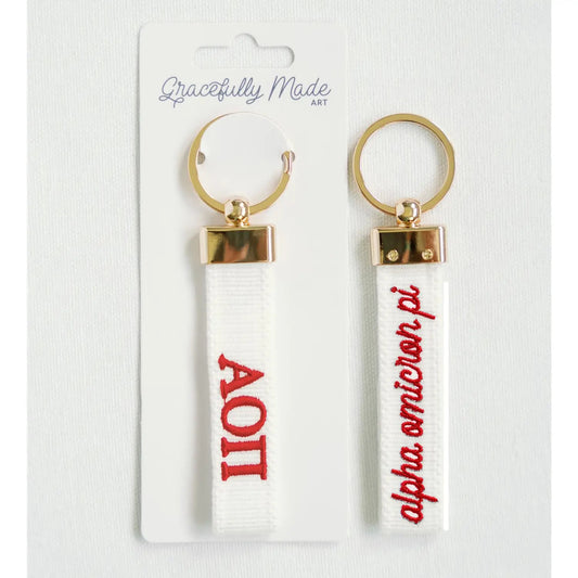 Alpha Omicron Pi Embroidered Keychain