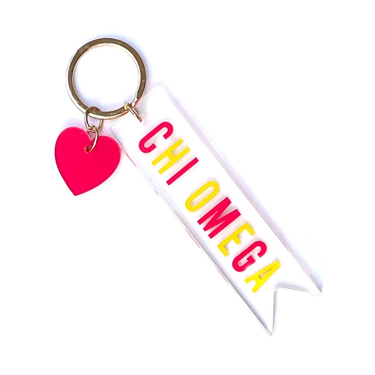 Chi Omega Acrylic Heart Keychain