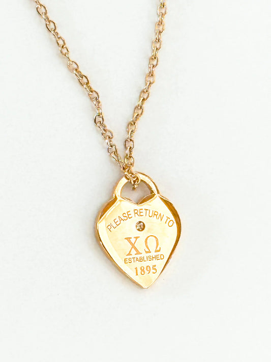 Chi Omega Please Return Necklace
