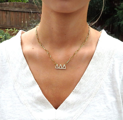 Delta Delta Delta Rhinestone Letters Necklace