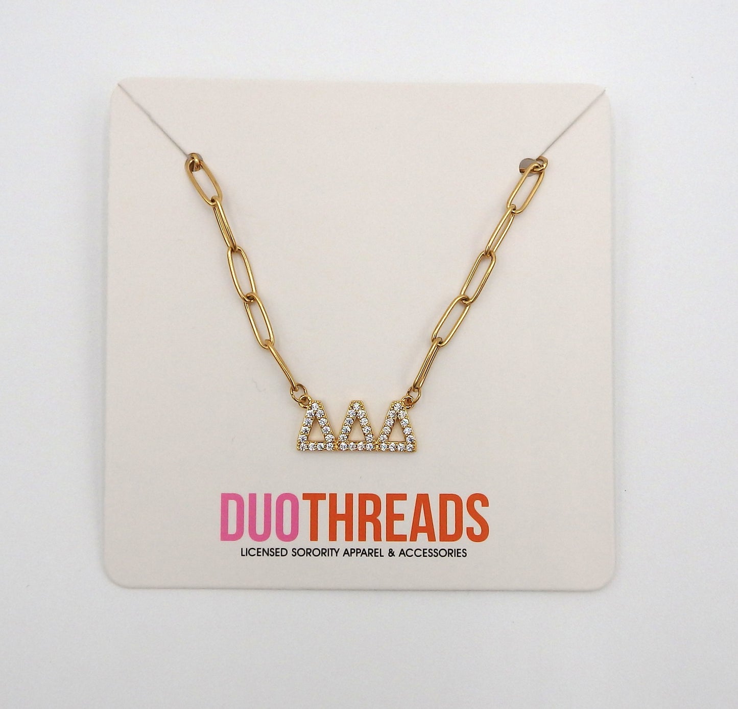 Delta Delta Delta Rhinestone Letters Necklace