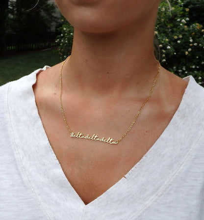 Delta Delta Delta Script Necklace