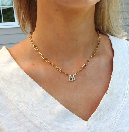 Delta Gamma Rhinestone Letters Necklace