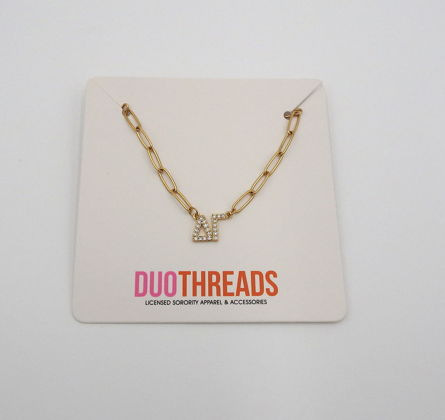 Delta Gamma Rhinestone Letters Necklace