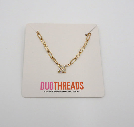 Delta Gamma Rhinestone Letters Necklace