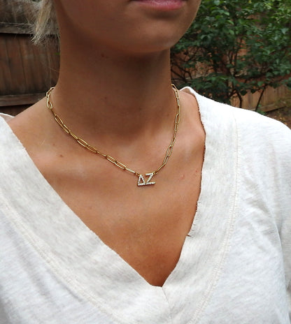 Delta Zeta Rhinestone Letters Necklace