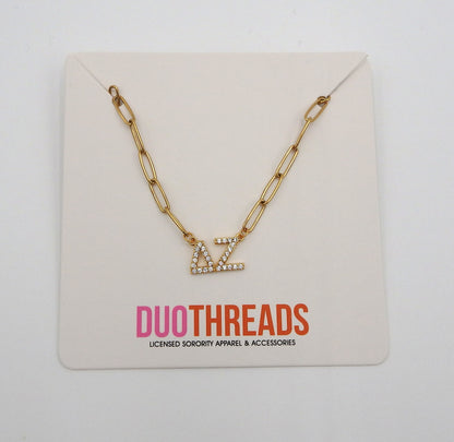 Delta Zeta Rhinestone Letters Necklace