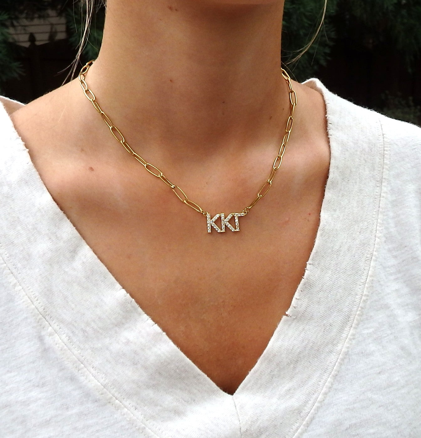 Kappa Kappa Gamma Rhinestone Letters Necklace