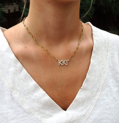 Kappa Kappa Gamma Rhinestone Letters Necklace