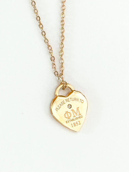 Phi Mu Please Return Necklace