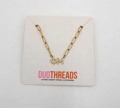 Phi Mu Rhinestone Letters Necklace