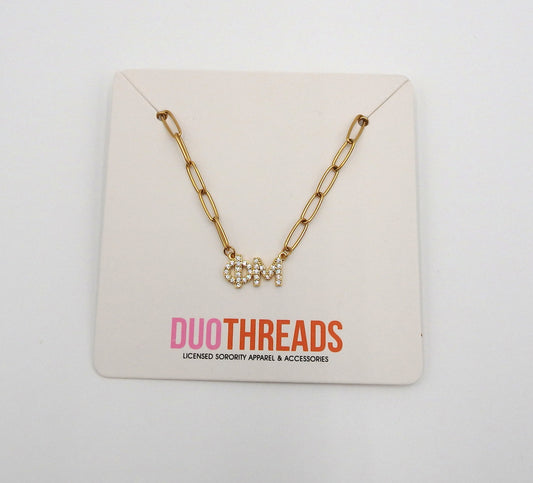 Phi Mu Rhinestone Letters Necklace