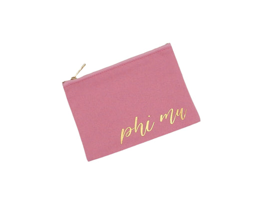 Phi Mu Canvas Pouch