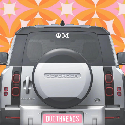 Phi Mu Sorority Letters Car Decal