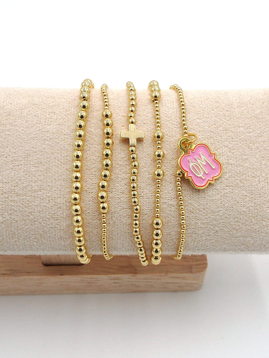 Phi Mu Charm Stacked Bracelets